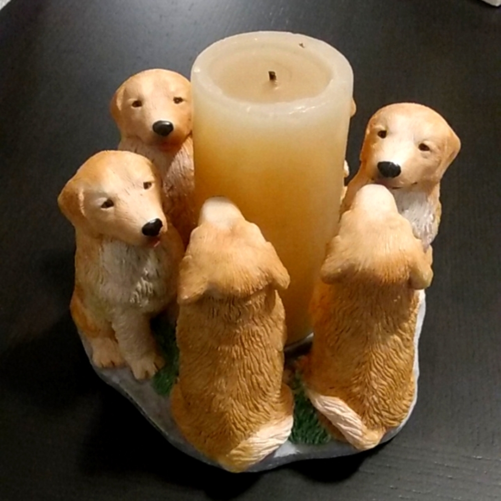 Golden Retriever Dogs Candle Holder